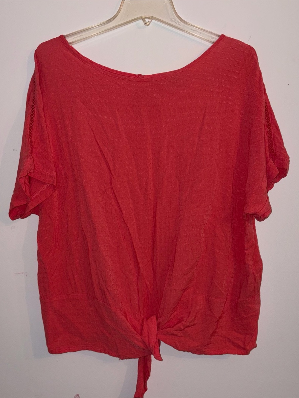 Buffalo David Bitton Women's Coral Tie-Hem Short Sleeve Top Size XL